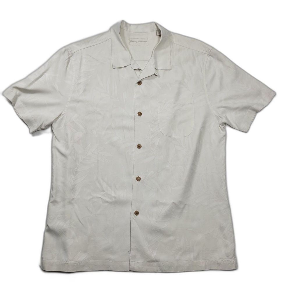 NWOT Tommy Bahama Men's Button Down Silk Shirt Cream L